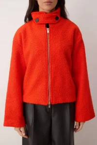TRENDYOLMİLLA Pomegranate Blossom Collar Detailed Buklet Thin Jacket Coat - Image 3