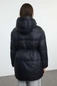 TRENDYOLMİLLA Black Oversized Hooded Goose Down Puffer Jacket Coat - Image 6
