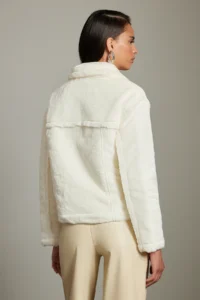 TRENDYOLMİLLA Ecru Oversized Pattern Inside Quilted Detailed Plush Jacket Coat - Image 5