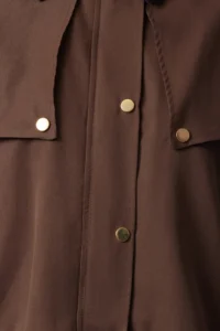 TRENDYOLMİLLA Brown Shoulder and Collar Detailed cloaked Oversized Thin Jacket Coat - Image 3