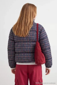 TRENDYOLMİLLA NAVY BLUE Plaid Patterned Oversized Pattern Puffer Jacket Coat - Image 4
