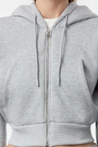 TRENDYOLMİLLA Gray Melange Regular/Normal Pattern Hooded Thick Knitting Cardigan/Sweatshirt with Fleece inside - Image 3