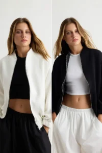 TRENDYOLMİLLA Black-Ecru 2 Sets Paket Knitting Cardigan/Sweatshirt