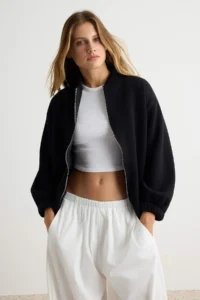 TRENDYOLMİLLA Black-Ecru 2 Sets Paket Knitting Cardigan/Sweatshirt - Image 6