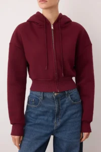TRENDYOLMİLLA Plum Crop Oversized Knitting Cardigan/Sweatshirt - Image 3
