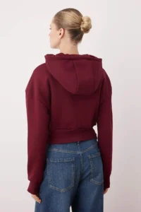 TRENDYOLMİLLA Plum Crop Oversized Knitting Cardigan/Sweatshirt - Image 4