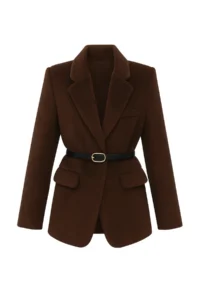 TRENDYOLMİLLA Brown Arched Hairy Bowl Regular/Normal Pattern Blazer Blazer Jacket - Image 12