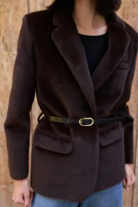 TRENDYOLMİLLA Brown Arched Hairy Bowl Regular/Normal Pattern Blazer Blazer Jacket - Image 9