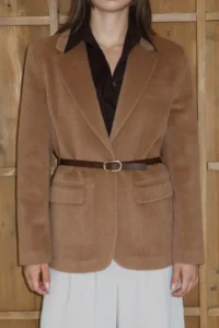 TRENDYOLMİLLA Beige Arched Hairy Bowl Regular/Normal Pattern Blazer Blazer Jacket - Image 7