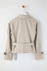 TRENDYOLMİLLA Stone Double breasted Kapama Oversized Plus Size Short Trench Coat - Image 7