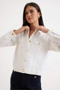 TRENDYOLMİLLA WHITE removable cloaked DENIM Poncho Jacket - Image 2