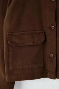 TRENDYOLMİLLA Brown Ribbed Velvet Collar Detailed DENIM Shirt Jacket - Image 6