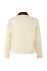 TRENDYOLMİLLA Ecru Ribbed Velvet Collar Detailed DENIM Shirt Jacket - Image 7
