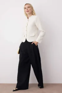 TRENDYOLMİLLA Ecru buttoned Weaving Tweed  Jacket - Image 2