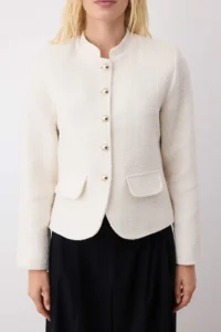 TRENDYOLMİLLA Ecru buttoned Weaving Tweed  Jacket - Image 3