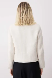 TRENDYOLMİLLA Ecru buttoned Weaving Tweed  Jacket - Image 4