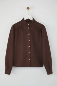TRENDYOLMİLLA Dark Brown Button Detailed Suede Thin Shirt Jacket - Image 5
