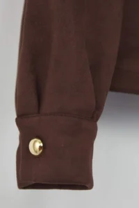 TRENDYOLMİLLA Dark Brown Button Detailed Suede Thin Shirt Jacket - Image 7