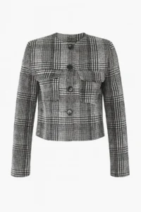 TRENDYOLMİLLA Black WHITE Checkered Crew Neck Bowl Jacket - Image 5