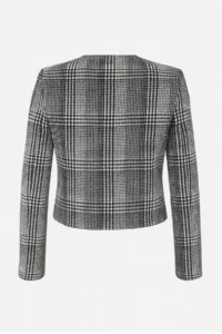 TRENDYOLMİLLA Black WHITE Checkered Crew Neck Bowl Jacket - Image 6