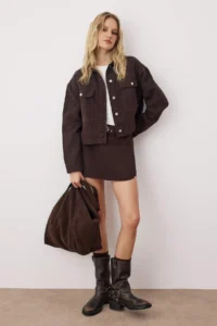 TRENDYOLMİLLA Brown Pocket Detail Regular DENIM Jacket