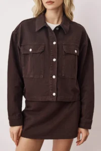 TRENDYOLMİLLA Brown Pocket Detail Regular DENIM Jacket - Image 3
