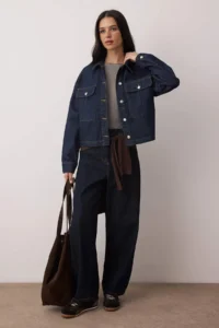 TRENDYOLMİLLA DARK BLUE Pocket Detail Regular DENIM Jacket