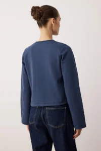 TRENDYOLMİLLA NAVY BLUE Regular/Normal Pattern Flexible Knitting Jacket - Image 6