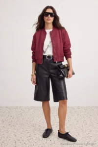 TRENDYOLMİLLA Red Regular Pattern Suede Bomber Jacket Jacket Coat - Image 6