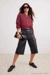 TRENDYOLMİLLA Red Regular Pattern Suede Bomber Jacket Jacket Coat - Image 7