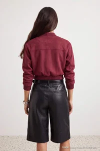 TRENDYOLMİLLA Red Regular Pattern Suede Bomber Jacket Jacket Coat - Image 9