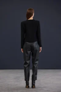 TRENDYOLMİLLA Trendyol Studio Black Silver with accessories Weaving Tweed Jacket - Image 4