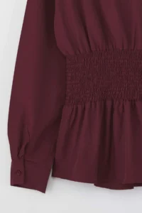 TRENDYOLMİLLA Burgundy Waist Fitting Gipe Detailed Shirt - Image 6