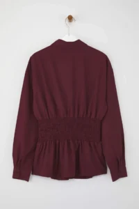 TRENDYOLMİLLA Burgundy Waist Fitting Gipe Detailed Shirt - Image 7