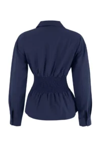 TRENDYOLMİLLA NAVY BLUE Waist Fitting Gipe Detailed Shirt - Image 6