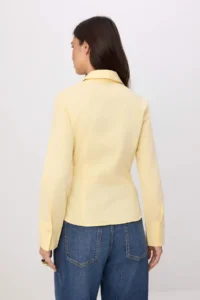 TRENDYOLMİLLA Wardrobe Essentials Light YELLOW Hafif Waist Fitting Cotton Weaving Shirt - Image 4