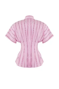 TRENDYOLMİLLA PINK-Multicolored Waist Fitting Striped Shirt - Image 6
