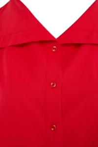 TRENDYOLMİLLA Special Collection Red Collar Detailed Drop Shoulder Shirt - Image 6