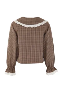 TRENDYOLMİLLA Teen Brown Gingham Lightweight Crop Shirt - Image 6
