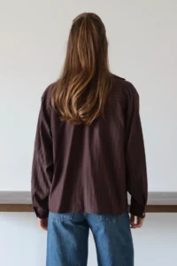 TRENDYOLMİLLA Brown Striped Oversized Weaving Shirt - Image 4