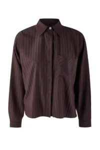 TRENDYOLMİLLA Brown Striped Oversized Weaving Shirt - Image 9