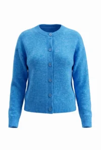 TRENDYOLMİLLA Wardrobe Essentials BLUE Alpaca Wool Blend Wide Pattern Knitwear Cardigan | - Image 5