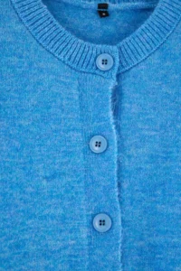 TRENDYOLMİLLA Wardrobe Essentials BLUE Alpaca Wool Blend Wide Pattern Knitwear Cardigan | - Image 7