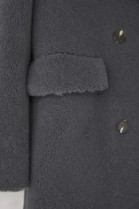TRENDYOLMİLLA Anthracite FURRY Double breasted Regular LONG Plush Overcoat - Image 11