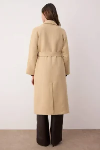 TRENDYOLMİLLA Mink Accessory Detailed Double breasted Oversized LONG Bowl Overcoat - Image 5