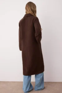 TRENDYOLMİLLA TRENDYOLMiLLA Wardrobe Essentials Brown Mono Closure Oversized LONG Bowl Overcoat - Image 3