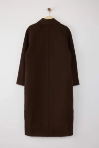 TRENDYOLMİLLA TRENDYOLMiLLA Wardrobe Essentials Brown Mono Closure Oversized LONG Bowl Overcoat - Image 8