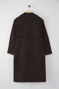 TRENDYOLMİLLA Multicolored Crowbar LONG Mono Closure Oversized Bowl Overcoat - Image 10