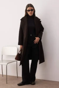 TRENDYOLMİLLA Multicolored Crowbar LONG Mono Closure Oversized Bowl Overcoat - Image 2