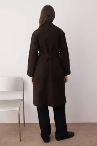 TRENDYOLMİLLA Multicolored Crowbar LONG Mono Closure Oversized Bowl Overcoat - Image 3